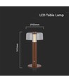 1W genopladelig LED bordlampe, sandbrun - Touch dæmpbar, 3000K, USB-C, 150x300mm