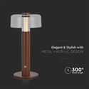 LED bordlampe - 1800mAh batteri, Ø150x300, 3000K, sandbrun hus
