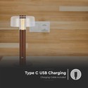 LED bordlampe - 1800mAh batteri, Ø150x300, 3000K, sandbrun hus