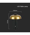3W genopladelig LED bordlampe - Touch dæmpbar, 3-i-1 CCT, guld/sort, inkl. USB-kabel