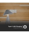3W genopladelig LED bordlampe, CCT - Grå, touch dæmpbar, USB-C, metal, 200lm
