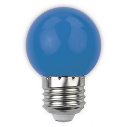 Farvede LED pærer E27 1W Farvet LED kronepære - Blå, matteret, E27
