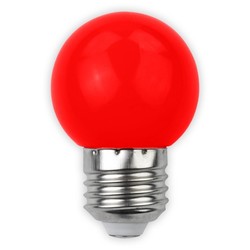 E27 almindelige LED 1W Farvet LED kronepære - Rød, matteret, E27