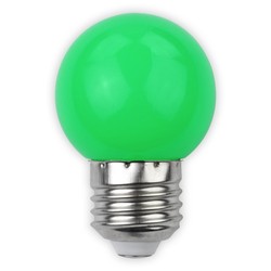 Farvede LED pærer E27 1W Farvet LED kronepære - Grøn, matteret, E27