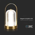 LED bordlampe - 1800mAh batteri, Ø120x190, 3-i-1, fransk guld hus