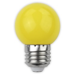 Farvede LED pærer E27 1W Farvet LED kronepære - Gul, matteret, E27