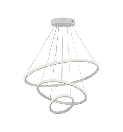 32W LED pendel, 3 ringe - Ø60+40+20cm, 3880lm, 3000K, hvid finish