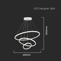 LED hængende dekorativ lampe - Ø600+Ø400+Ø200, 3000K, hvid, hus.