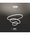32W LED pendel, 3 ringe - Ø60+40+20cm, 3880lm, 3000K, hvid finish