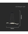 18W LED pendel, violin design - 700x250mm, 3000K, sort, dekorativ loftlampe