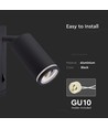Væghængt GU10 spotlys - sort hus