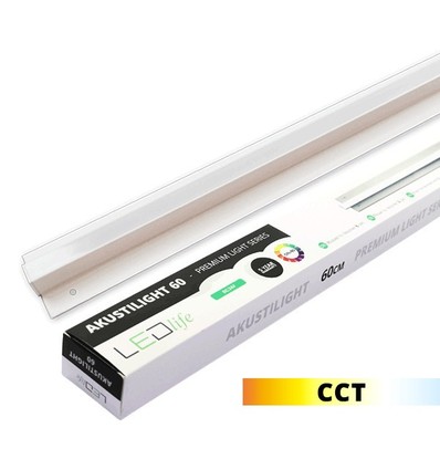 60 cm LED Troldtekt Skinne, CCT - 19W, Akustilight, Planforsænket, 24V