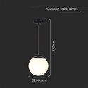 Loftshængt lampe (1*E27) - mat sort, opal plastik kugle.