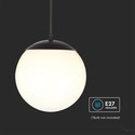 Loftshængt lampe (1*E27) - mat sort, opal plastik kugle.