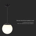 Loftshængt lampe (1*E27) - mat sort, opal plastik kugle.