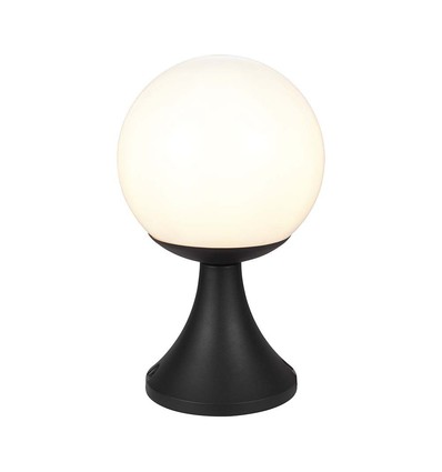 E27 udendørs standerlampe - IP44, mat sort, opal glas, højde 100cm, uden lyskilde