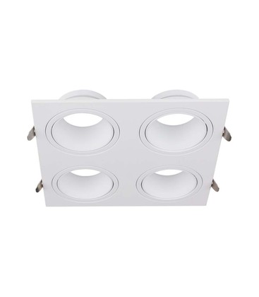 4 Hoved Spotlampe - Jern+PC Hvid+Hvid