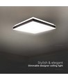 48W LED designer loftslampe, dæmpbar - 4000K, IP44, sort, firkantet