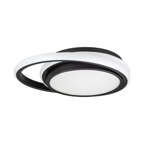 38W LED designer loftslampe - Sort, dobbelt rund, Ø45cm, 4000K, 4050lm, IP20