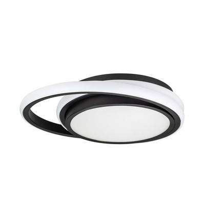 38W LED designer loftslampe - Sort, dobbelt rund, Ø45cm, 4000K, 4050lm, IP20