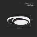 38W LED Designer Lys - 4000K, Sort, Dobbelt, Rund