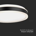 18W LED Lys - Designer, 4000K, Sort, Rund