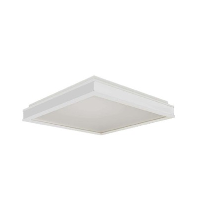 24W LED Designer loftslampe, kvadratisk - 400x400mm, 2450lm, hvid kant, 4000K, IP20 indendørs