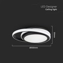 24W LED Designer Lys - 4000K, Sort, Dobbelt, Rund