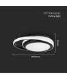 24W LED designer loftlampe - Ø31cm, 4000K, sort, dobbelt cirkel design, IP20