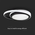 24W LED Designer Lys - 4000K, Sort, Dobbelt, Rund