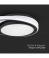 24W LED designer loftlampe - Ø31cm, 4000K, sort, dobbelt cirkel design, IP20