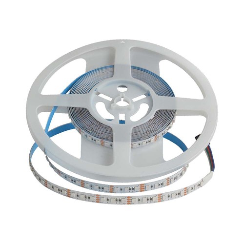 5m 12W/m RGB LED strip - 24V, 120 LED pr. meter, IP20, 8mm bredde
