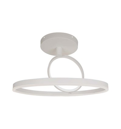 37W LED metal loftslampe, hvid - Ø50cm, 4000lm, 4000K, dobbelt rund design