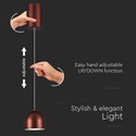 LED hængende lampe - Ø100 justerbar wire, berøringsbelysning on/off, 3000K, brun, hus
