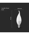 E14 3,7W LED kertepære - Flammeform, varm hvid, erstatter 30W