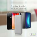 10,000mAh Powerbank - 2A, 30cm, Type C Kabel, Sølv