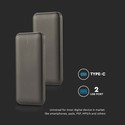 10000mAh Power Bank - 2A, 30cm Type C Kabel, Grå