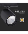 35W LED COB skinnespot - 3000lm, 4000K, 30 grader, sort aluminium, IP20