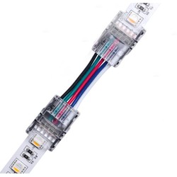 RGB+W LED strip tilbehør 12V/24V Samler med ledning til LED strip - 12mm, RGB+W, IP65, 5V-24V
