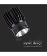 18W LED indbygningsspot - 1900lm, 6400K, sort, IP20, aluminiumsmateriale
