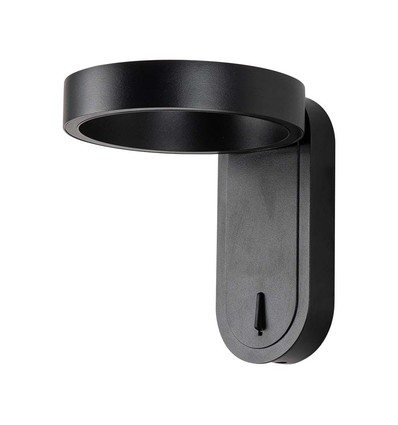 5W roterbar LED væglampe - IP65, 600lm, 120 grader, sort krop