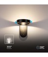 5W roterbar LED væglampe - IP65, 600lm, 120 grader, sort krop