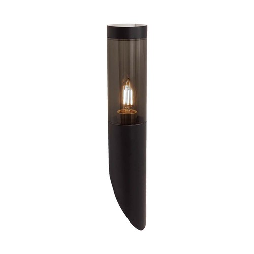 E27 sort skrå væglampe, 40cm - IP44, rustfrit stål, uden lyskilde, have/sti monteret