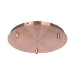 LED pendel Baldakin i rødkobber farvet - Ø30cm, højde 2,5cm, 3 huller, loftroset