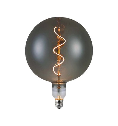 E27 4W dæmpbar G200S Spiral Filament LED pære - Smoky glas, 2700K, 120lm, 300° lysspredning