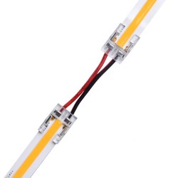 Enkeltfarvet LED strip Lavprofil samler med ledning til LED strip - 10mm, COB, enkeltfarvet, IP20, 5V-24V