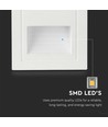 5W hvid LED indbygningsspot til trapper - IP65, 3000K, kvadratisk, aluminium