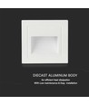 5W hvid LED indbygningsspot til trapper - IP65, 3000K, kvadratisk, aluminium