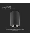 Sort GU10 påbygningsspot - Rund, sort aluminium, 10x6,5 cm, IP20, til GU10