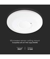V-Tac Påbygning 360° mikrobølge sensor - Bevægelsessensor, max 1000W , hvidt hus
